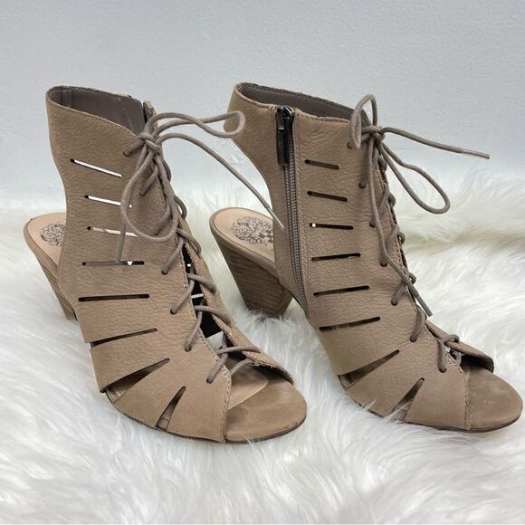 Vince Camuto tan open toe heel sandal 6.5 M Laced-up, sling back. - Picture 3 of 8